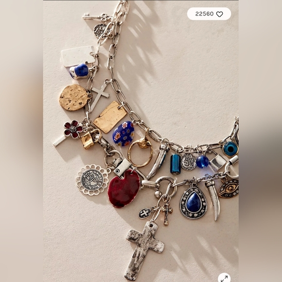 NWT Free People Maxamillian Charm Necklace Cross My Heart - Picture 2 of 10